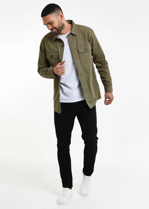 Threadbare Khaki Lightweight Cotton Shacket - S Image 4