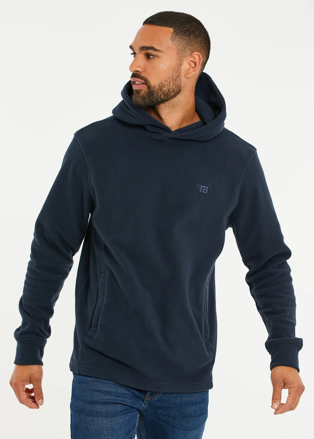 Threadbare Navy Microfleece Overhead Hoodie - XXL Image 1