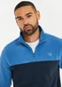Threadbare Cobalt Two Tone Quarter Zip Fleece Jumper - 2XL Image 3