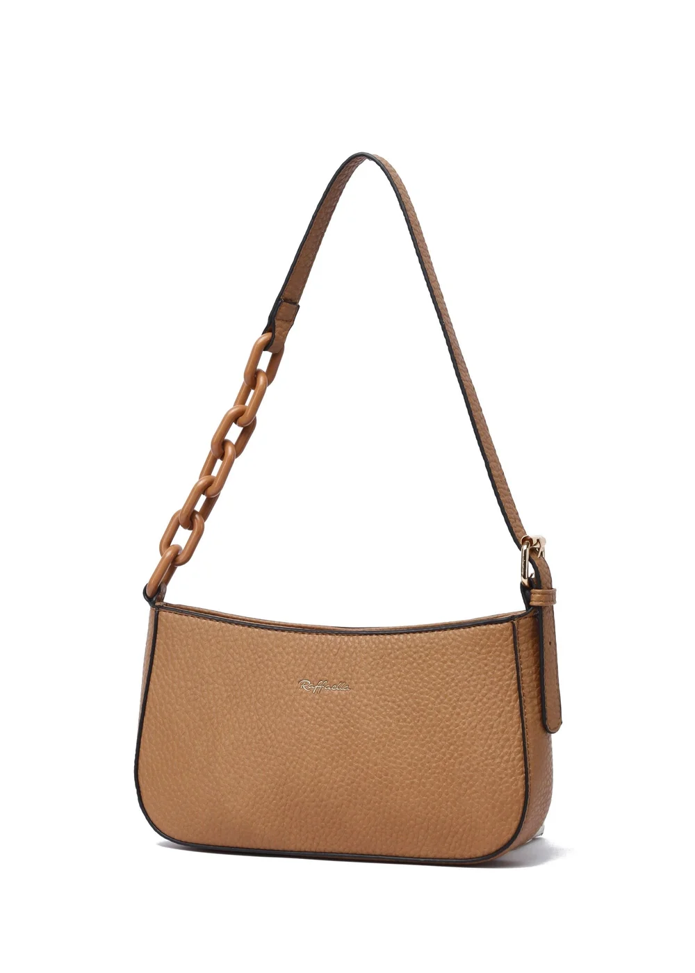 Raffaella Dark Tan Chain Saddle Bag - One Size Image 1