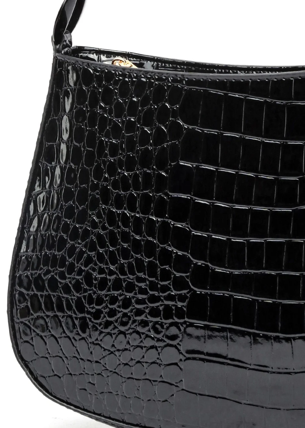 Raffaella Black Croco Shoulder Bag - One Size Image 2