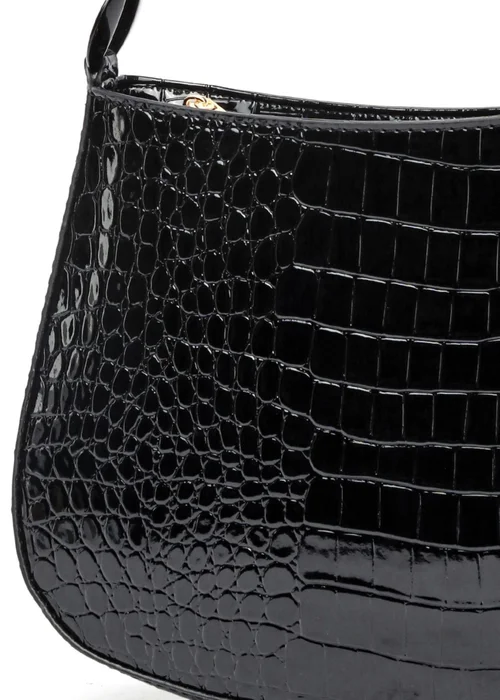 Raffaella Black Croco Shoulder Bag - One Size Image 2