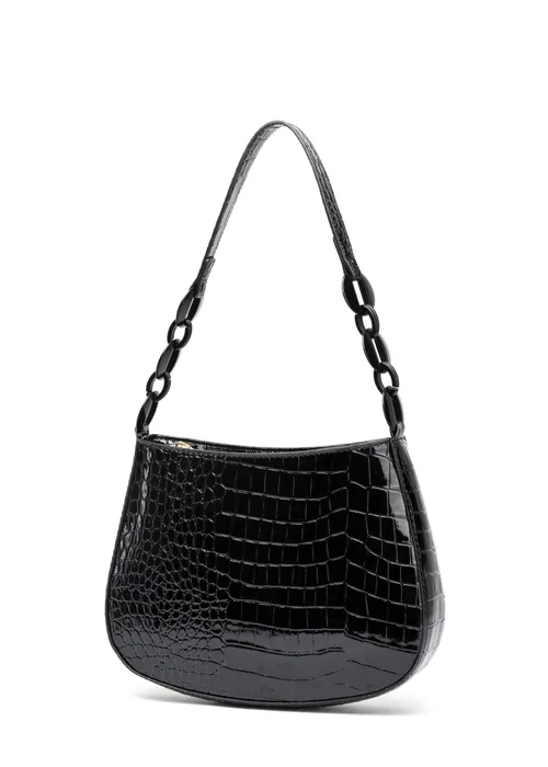 Raffaella Black Croco Shoulder Bag - One Size Image 1