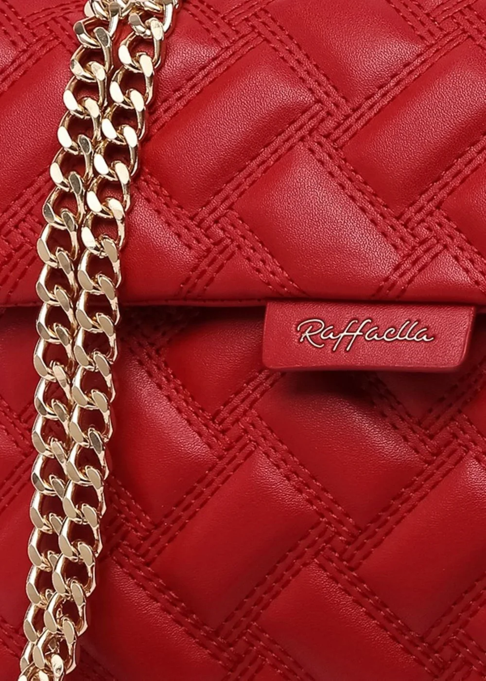 Raffaella Red Quilted Chain Shoulder Bag - One Size Image 2