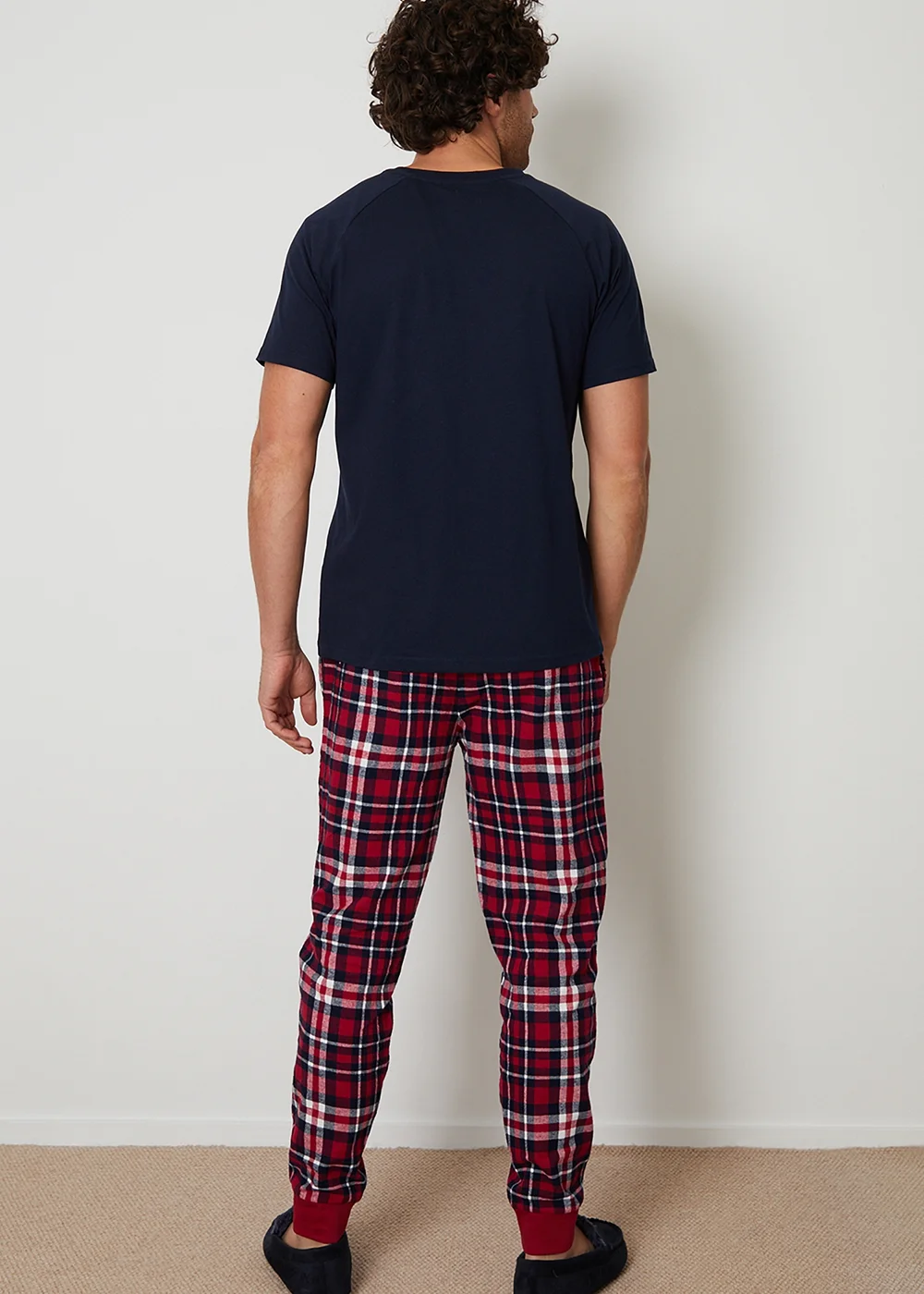 Threadbare Navy Cotton Blend Check Pyjama Set - XXL Image 2