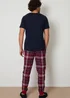 Threadbare Navy Cotton Blend Check Pyjama Set - XXL Image 2