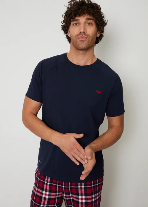 Threadbare Navy Cotton Blend Check Pyjama Set - XXL Image 3