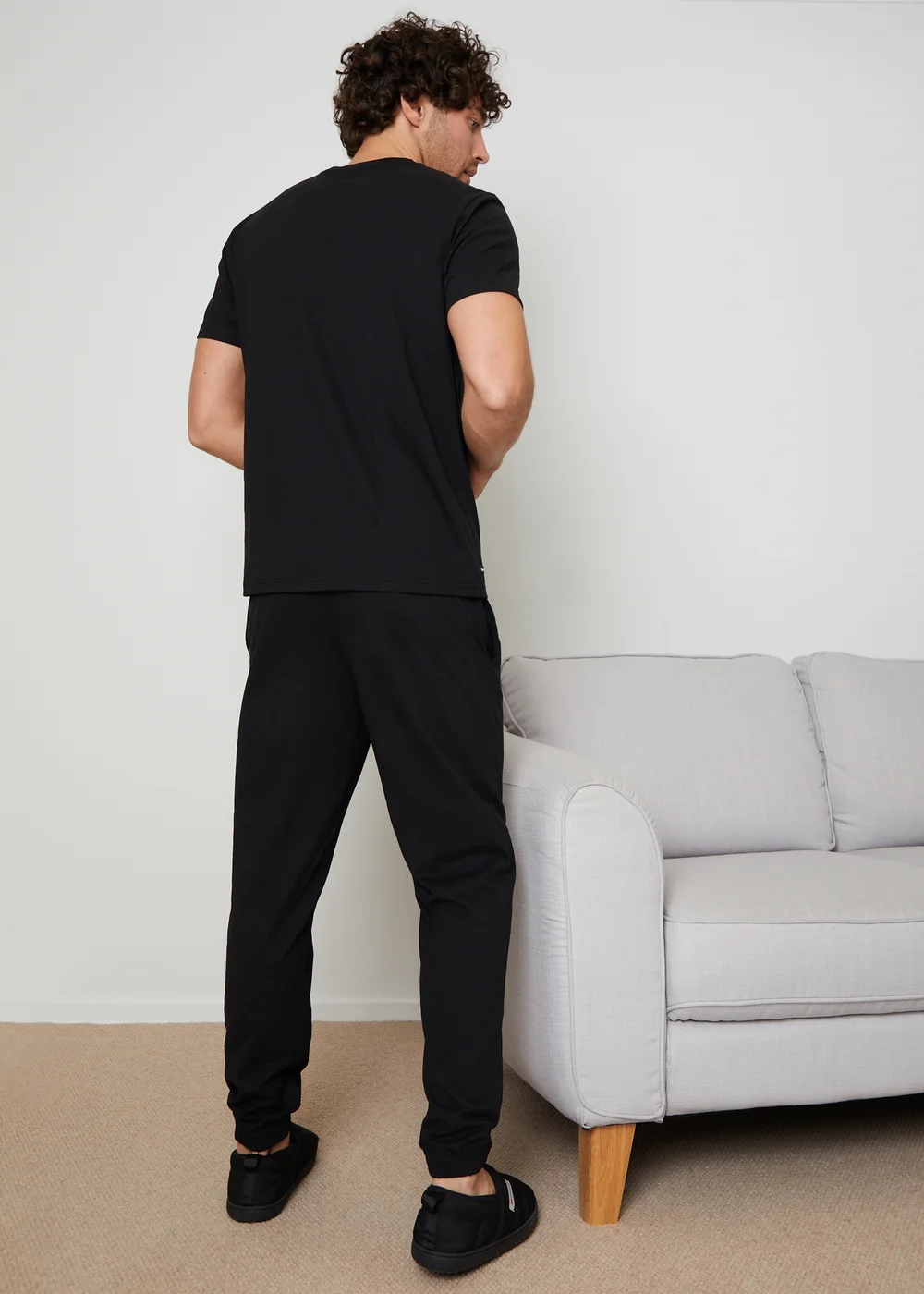 Threadbare Black Elton Cotton Blend Jersey Pyjama Set - Extra Large Image 2