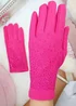 Love Lemonade Pink Sparkly Crystal Shine Gloves - One Size Image 1