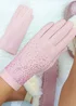 Love Lemonade Pale Pink Sparkly Crystal Shine Gloves - One Size Image 2