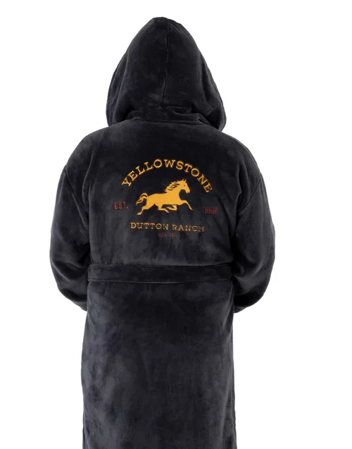 Yellowstone Blue Dutton Ranch Montana Hooded Bathrobe - Small Image 2