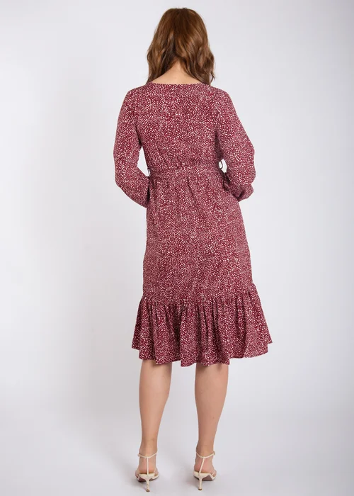 Gini London Burgundy Animal Print Split Detail Midi Wrap Dress - Size 12 Image 2