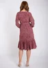 Gini London Burgundy Animal Print Split Detail Midi Wrap Dress - Size 12 Image 2