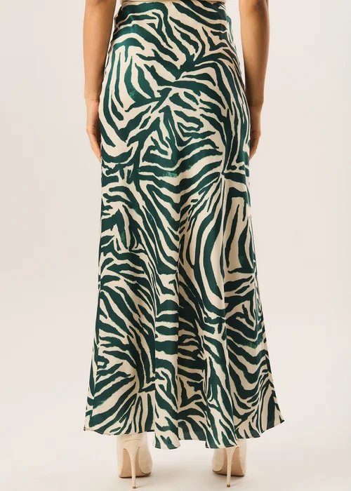 Gini London Green Zebra Bias Maxi Skirt - Size 10 Image 2
