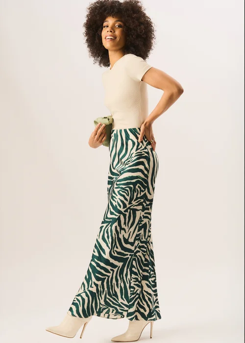 Gini London Green Zebra Bias Maxi Skirt - Size 10 Image 4