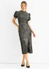 Gini London Black Foil Velour Midi Dress - Size 10 Image 1