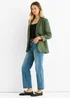Gini London Khaki Contrast Animal Edge to Edge Blazer - M/L Image 4