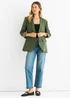 Gini London Khaki Contrast Animal Edge to Edge Blazer - M/L Image 1
