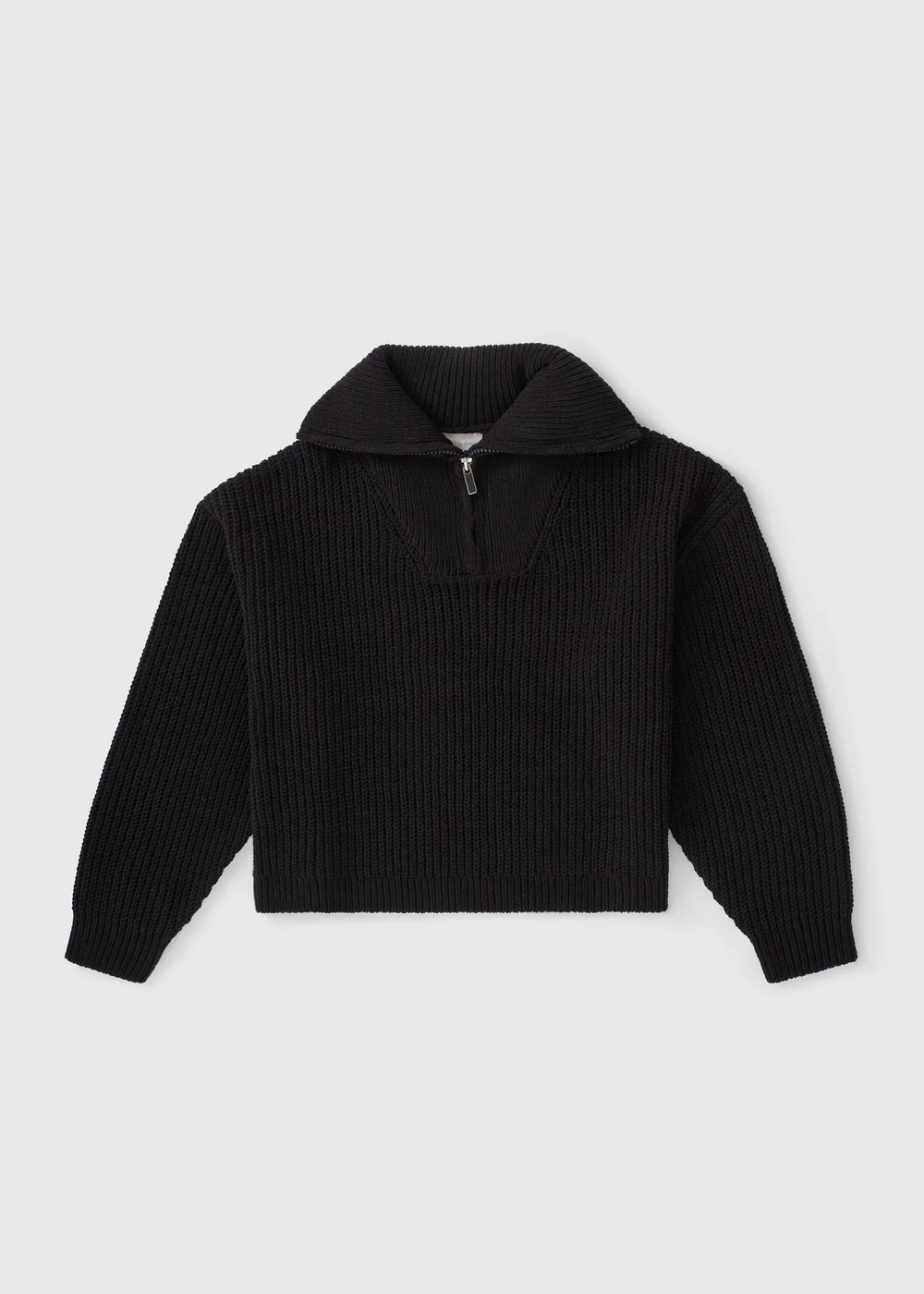 Girls Black Funnel Neck Zip Jumper (7-15yrs) - Age 14 Years Image 1