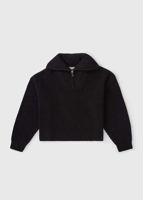 Girls Black Funnel Neck Zip Jumper (7-15yrs) - Age 14 Years Image 1