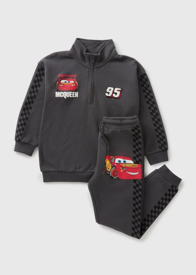 Car Boys Grey 1/4 Zip Sweatshirt & Jogging Bottom Set (1-7rs)