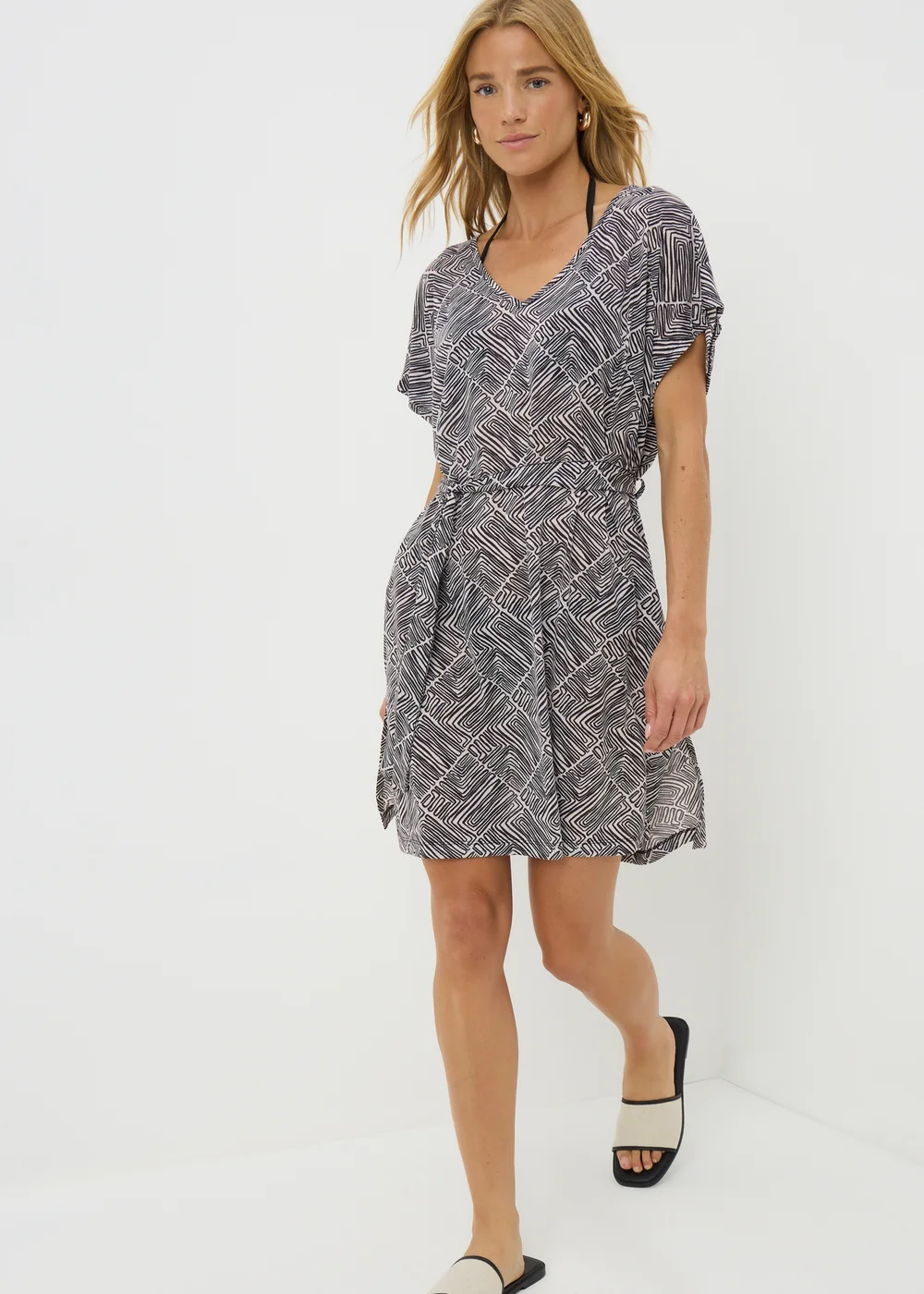 Black Mono Geometric Kaftan - Extra small Image 2