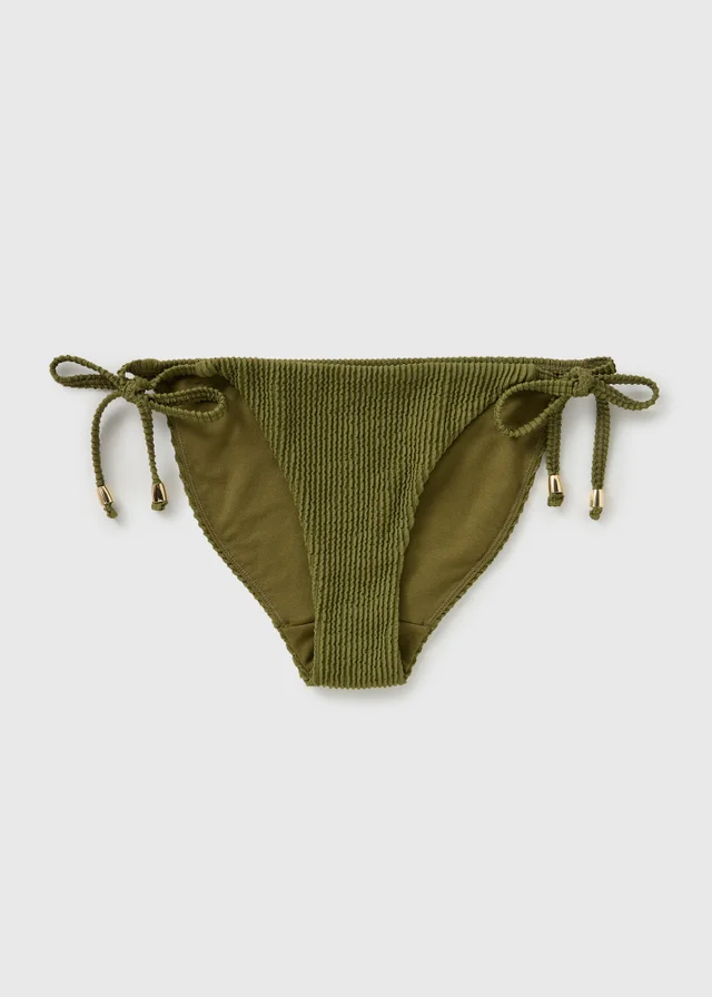 Olive Texture Bikini Bottoms