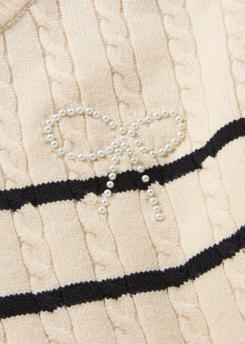 Girls Cream Striped Cable Jumper (7-15yrs) - Age 14 Years Image 2