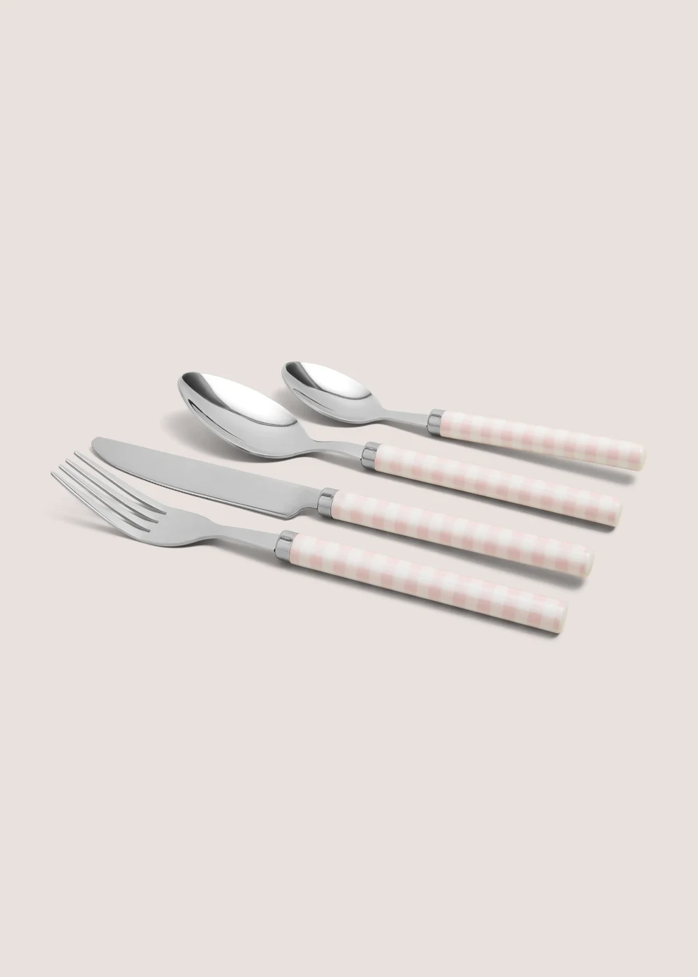 16 Piece Pink Gingham Cutlery Set Image 2