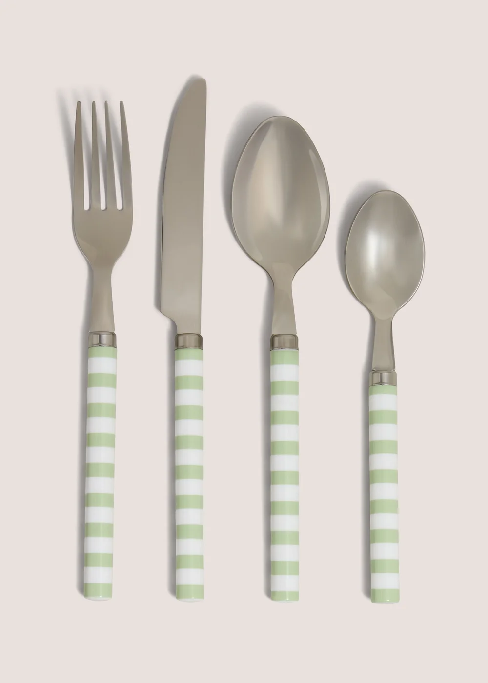 16 Piece Green Striped Cutlery Set Image 1