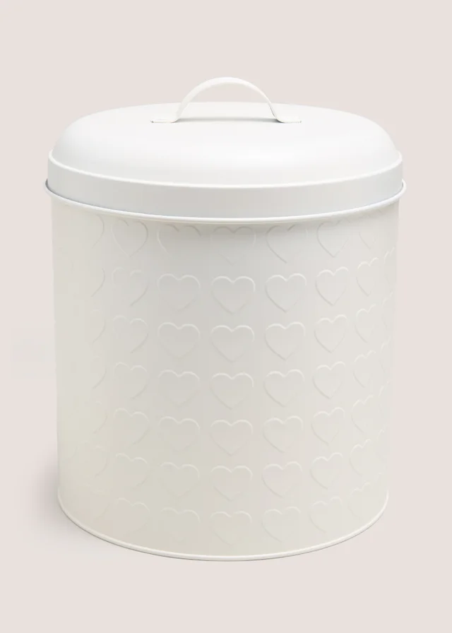 White Heart Embossed Bread Bin
