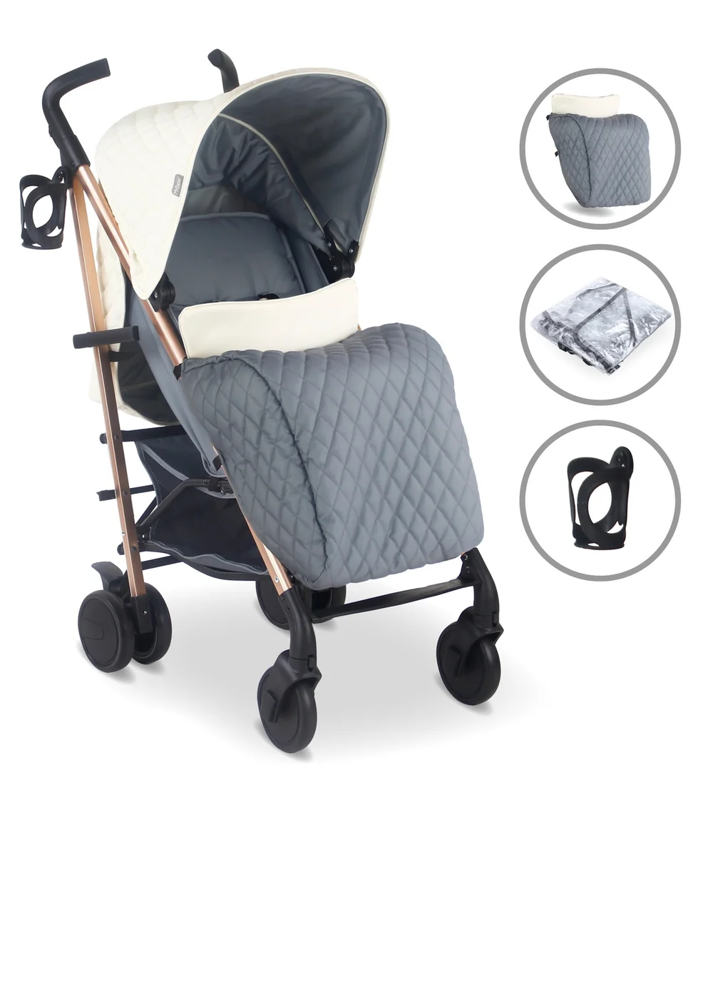 My Babiie Cream Billie Faiers Quilted Lightweight Stroller - One Size Image 1