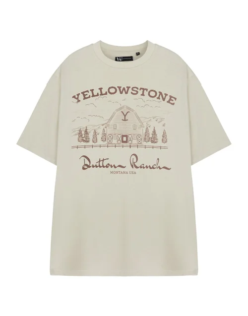Yellowstone Beige Barn Short Sleeved T-Shirt Oatmeal - 3XL Image 1