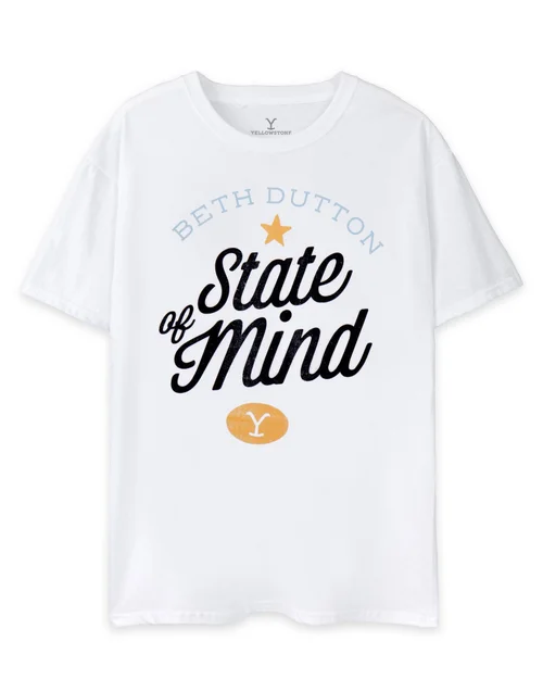 Yellowstone White Beth Dutton State Of Mind Short Sleeved T-Shirt - Large Image 1