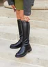 Linzi Atlas Black Faux Leather Classic Riding Boot - Size 6 Image 6