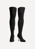 Linzi Laney Black Faux Suede Thigh High Strech Stiletto Heel Boot - Size 6 Image 3