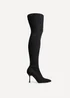Linzi Laney Black Faux Suede Thigh High Strech Stiletto Heel Boot - Size 6 Image 2