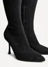 Linzi Laney Black Faux Suede Thigh High Strech Stiletto Heel Boot - Size 6 Image 5