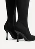 Linzi Laney Black Faux Suede Thigh High Strech Stiletto Heel Boot - Size 6 Image 4