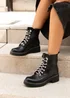 Linzi Lacey Black Faux Leather Military Style Boot - Size 3 Image 1