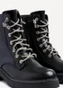 Linzi Lacey Black Faux Leather Military Style Boot - Size 3 Image 4