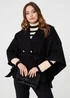 Izabel London Black Cape Coat With Belt - 14 Image 1