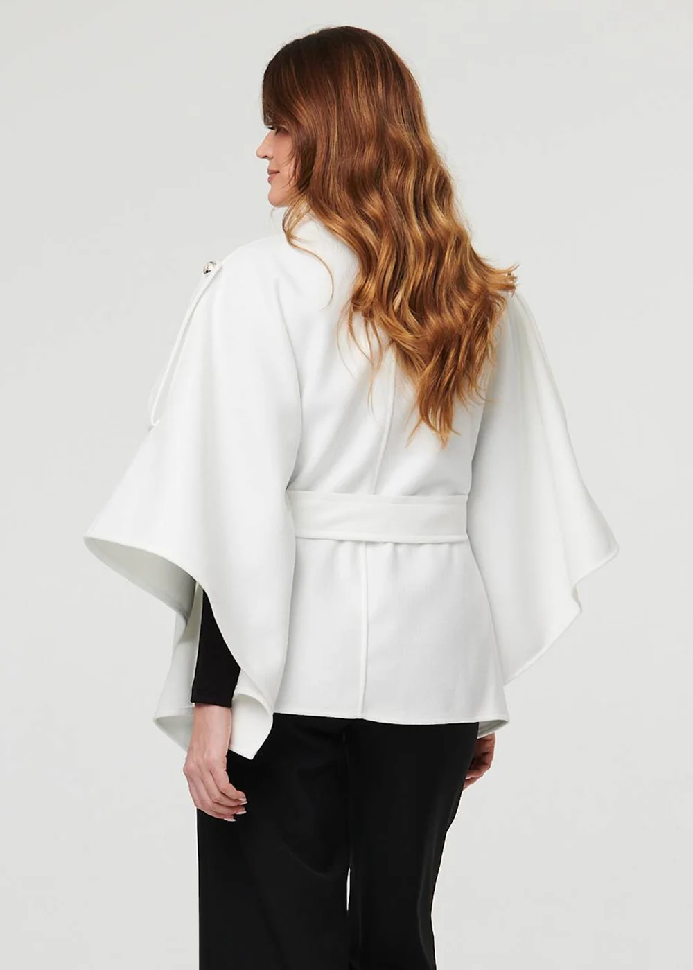 Izabel London White Cape Coat With Belt - 16 Image 2