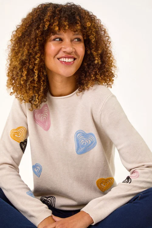 Roman Natural Heart Stitch Crew Neck Jumper - Size 14 Image 2