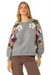 Roman Grey Floral Emellished Jumper - Size 18 Image 1