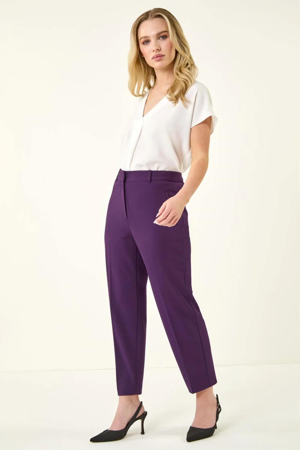 Roman Plum Short Straight Leg Stretch Trouser - 16 Image 2