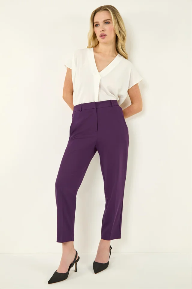 Roman Plum Short Straight Leg Stretch Trouser