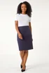 Roman Navy Petite Stretch Pencil Skirt - Size 16 Image 4