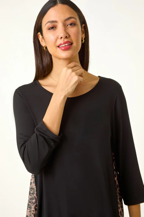 Roman Natural Animal Print Mesh Hem Tunic - Size 18 Image 4