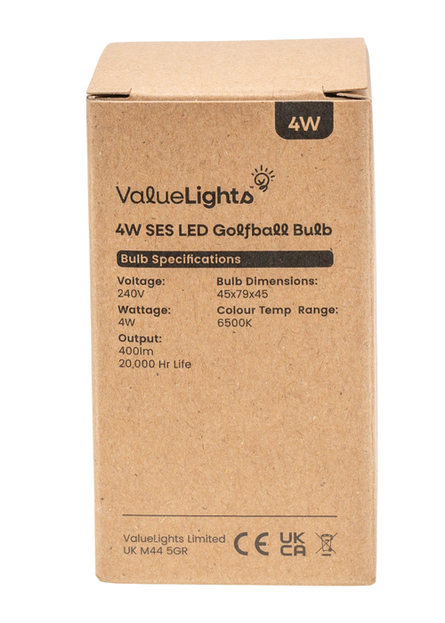 ValueLights 6 Pack E14 Golfball LED 4W Cool White 6500K Light Bulbs (8cm x 4.5cm x 4.5cm) - One Size Image 3